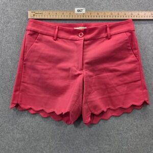 Jade Melody Tam Women Pink Scalloped Hem Shorts Size 2 Side Pockets Belt Loops